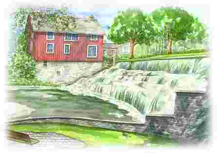 Watercolor of Honeoye Falls / Watercolor of Snowen Place